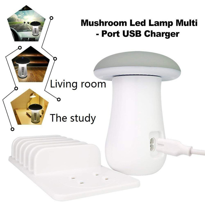 2 In 1 Multifunction Mushroom Lamp LED Lamp Holder USB Charger Home Office Supplies - 图片 7