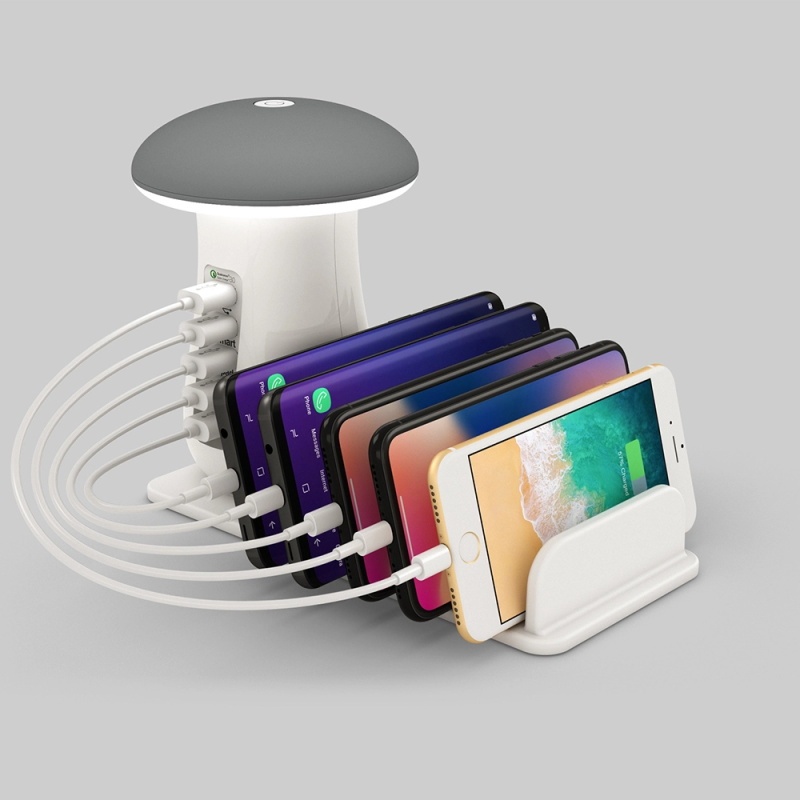 2 In 1 Multifunction Mushroom Lamp LED Lamp Holder USB Charger Home Office Supplies - 图片 6
