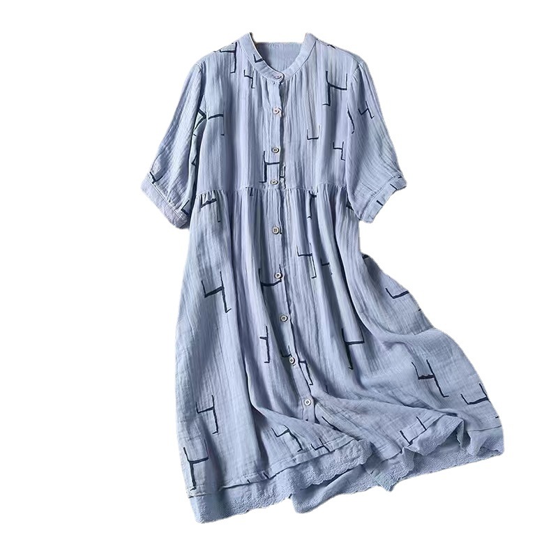 Korean Style Double-layer Cotton Yarn Retro Dress Women - 图片 5