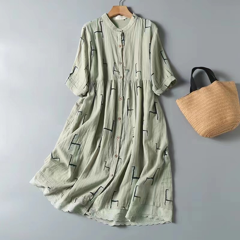 Korean Style Double-layer Cotton Yarn Retro Dress Women - 图片 7