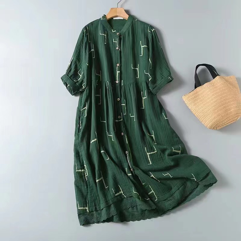 Korean Style Double-layer Cotton Yarn Retro Dress Women - 图片 2