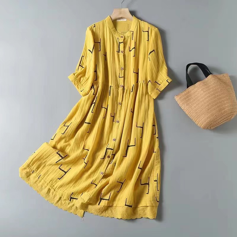 Korean Style Double-layer Cotton Yarn Retro Dress Women - 图片 4
