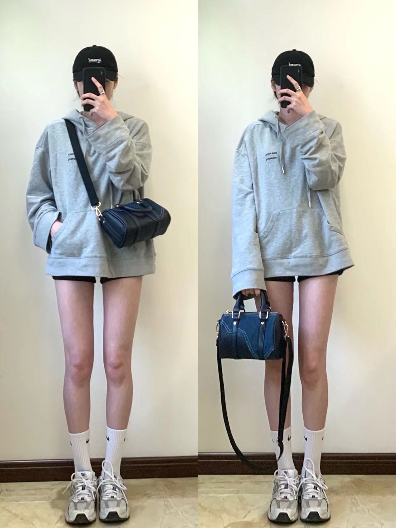 Retro Denim Patchwork Leather Boston Bag - 图片 4