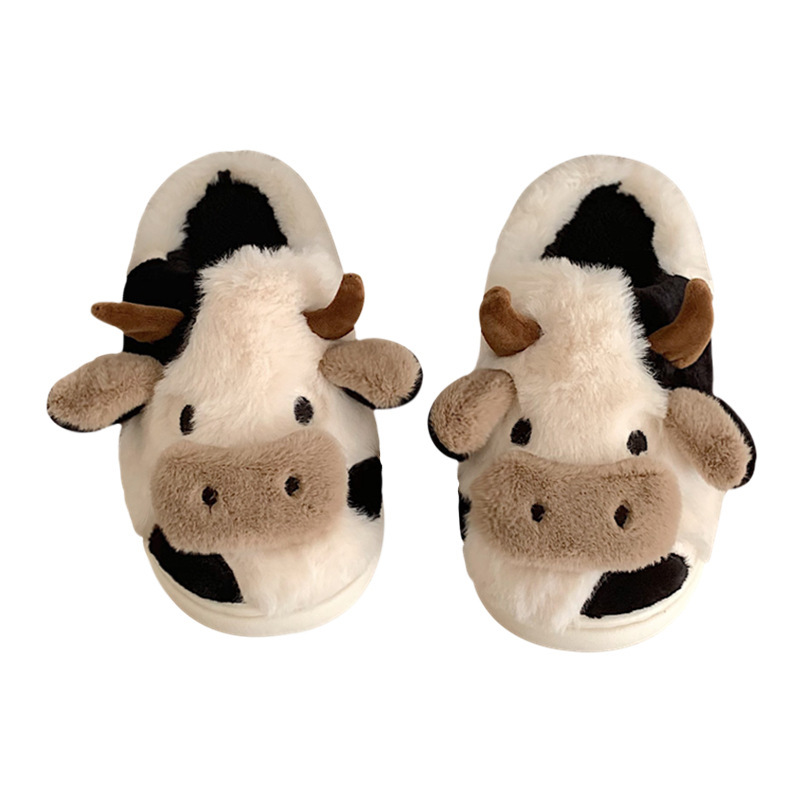 Cute Cow Animal Slipper For Women Girls Fashion Kawaii Soft Fluffy Winter Warm Slippers Woman Cartoon Milk Cow House Slippers Funny Shoes - 图片 8
