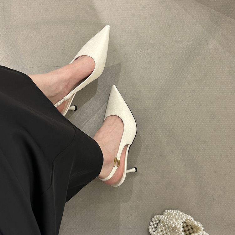 Women's Slingback Sandals, Niche Pointed Toe Low Cut Kitten Heels, Elegant Korean Style Retro Fashion High Heel Pumps For Spring - 图片 2