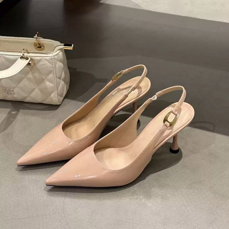 Women's Slingback Sandals, Niche Pointed Toe Low Cut Kitten Heels, Elegant Korean Style Retro Fashion High Heel Pumps For Spring - 图片 3