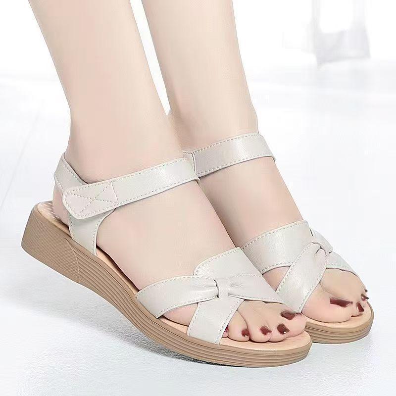 Retro Ethnic-style Velcro Fish-mouth Roman Wedge Sandals - 图片 7