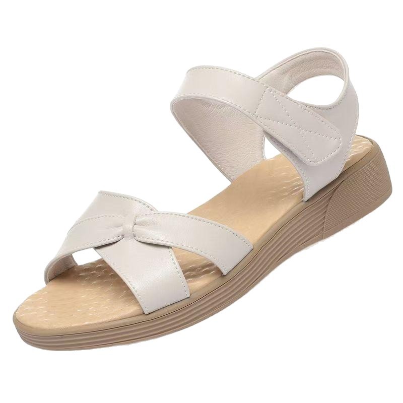 Retro Ethnic-style Velcro Fish-mouth Roman Wedge Sandals - 图片 4